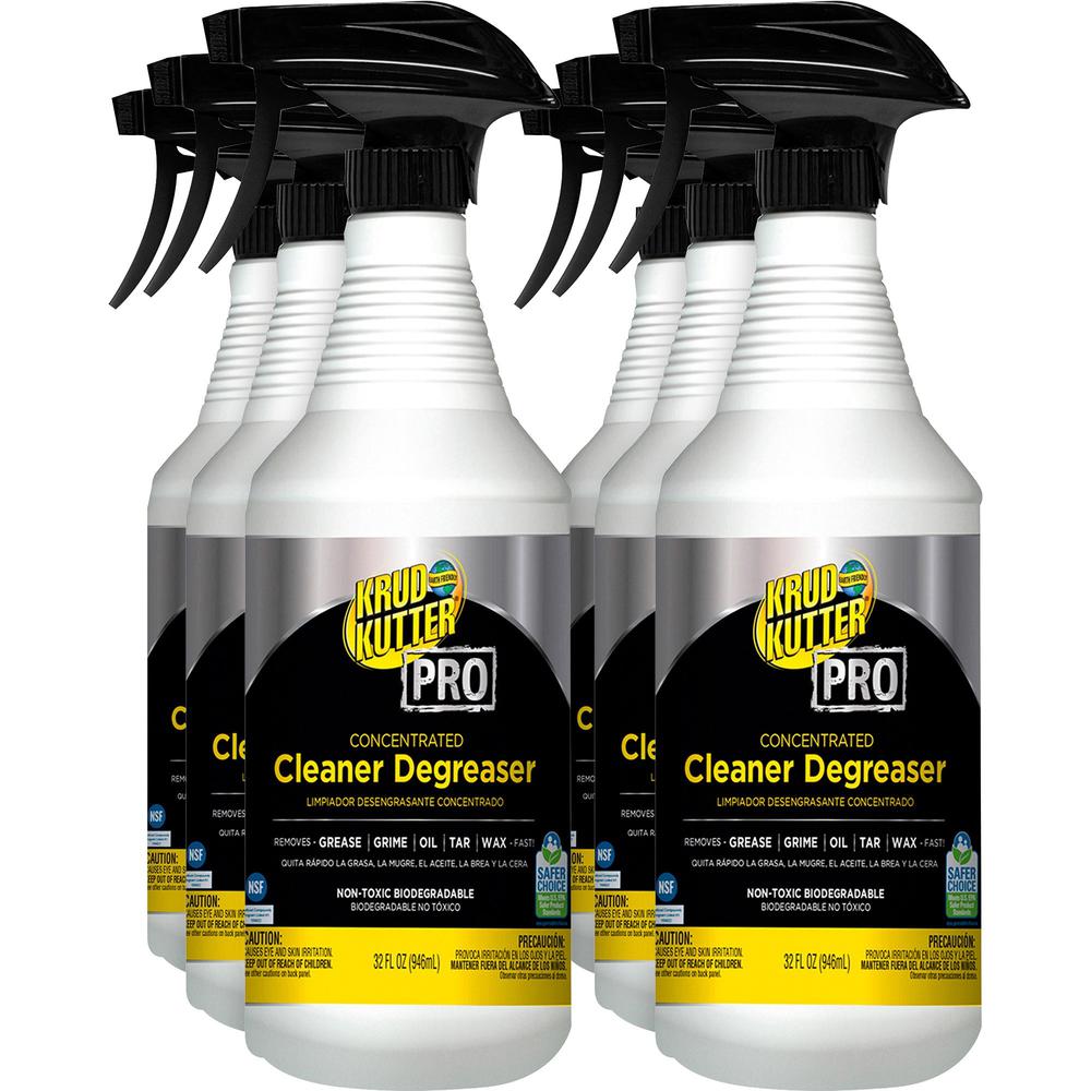 Krud Kutter PRO Cleaner Degreaser - Concentrate - 32 fl oz (1 quart) - 6 / Carton - Heavy Duty, Chemical-free, Residue-free - Clear. Picture 1