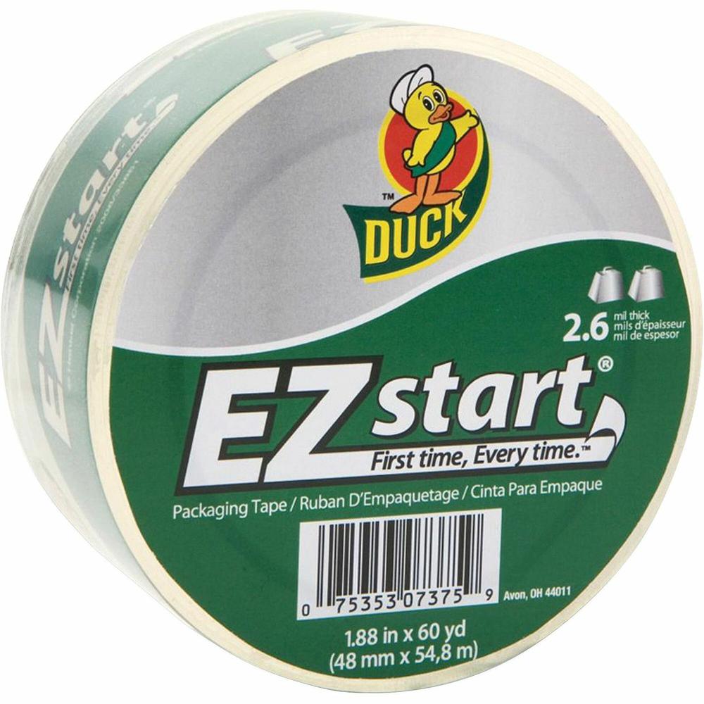 Duck Brand EZ START Packaging Tape - 60 yd Length x 1.87" Width - 2.6 mil Thickness - 12 / Carton - Clear. Picture 1