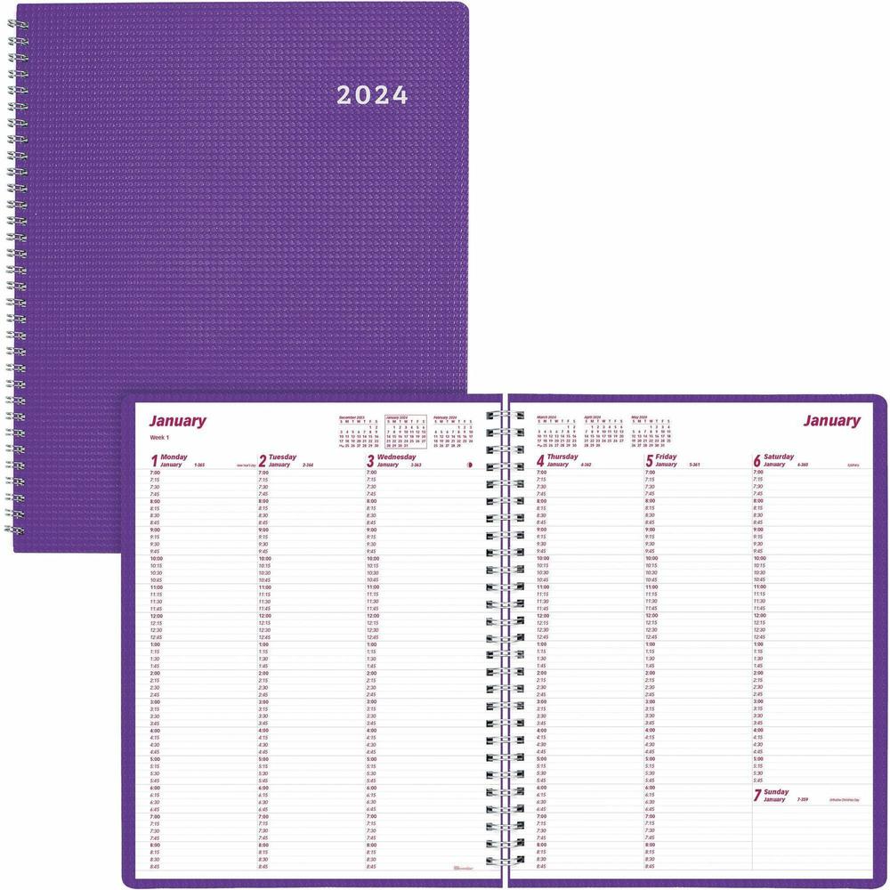 Brownline DuraFlex Weekly Appointment Planner - Weekly - 12 Month - January 2024 - December 2024 - 7:00 AM to 8:45 PM - Quarter-hourly - Monday - Friday, 7:00 AM to 5:45 PM - Quarter-hourly - Saturday. Picture 1