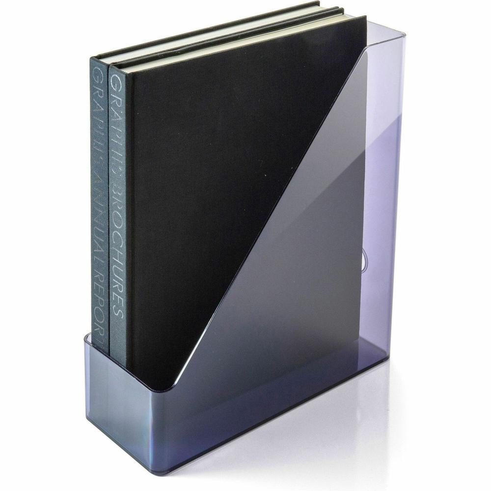 Officemate Literature/Magazine Holder - Vertical - 12.2" x 10.3" x 4.3" x - Plastic - 1 Each - Translucent Gray - Sturdy, Durable, Reusable. Picture 1
