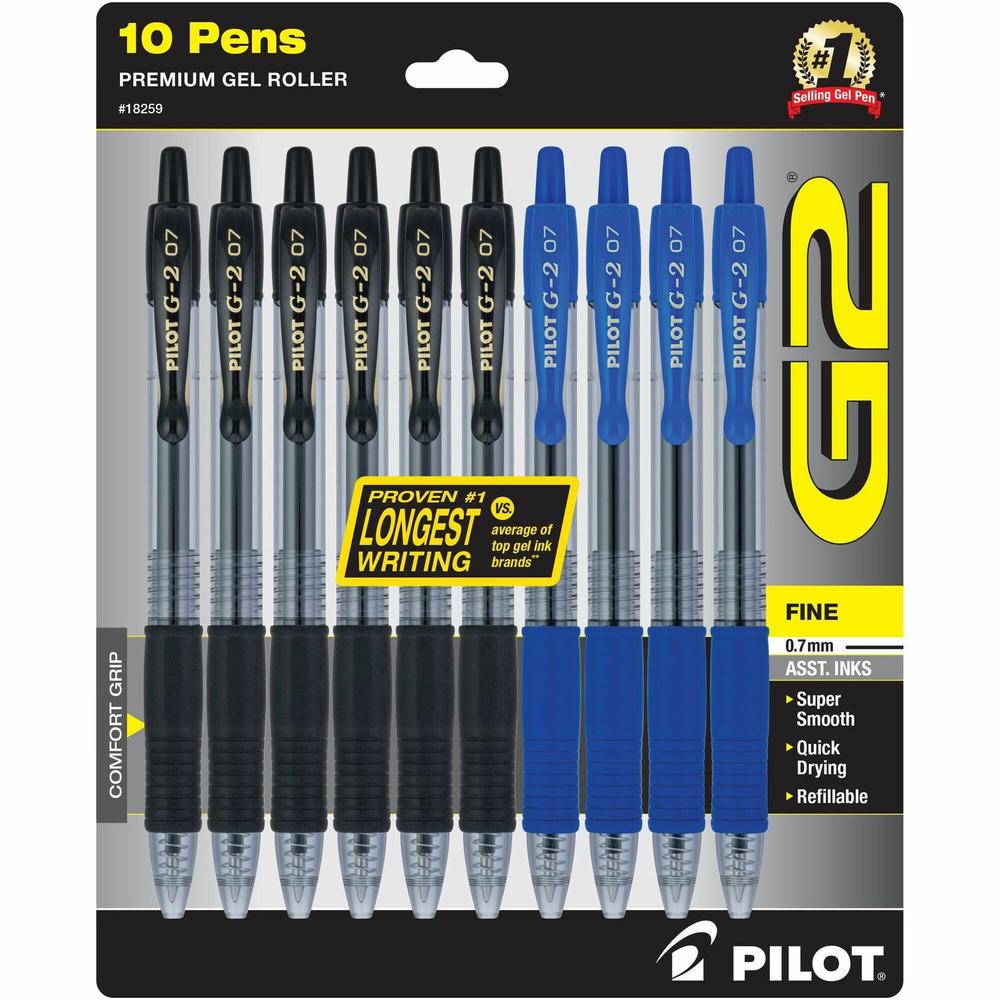 G2 Retractable Gel Ink Rolling Ball Pen - Fine Pen Point - Refillable - Retractable - Assorted Liquid Gel Ink Ink - 10 / Pack. Picture 1