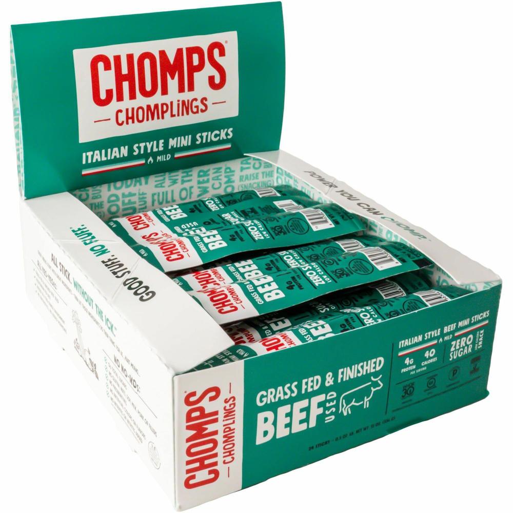 CHOMPS Chomplings Snack Sticks - Gluten-free, Non-GMO - Italian Style Beef - 0.50 oz - 24 / Pack. Picture 1