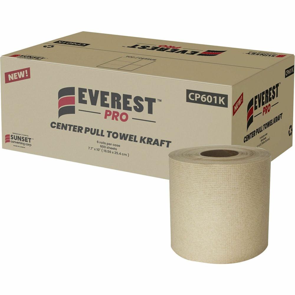Everest Center-Pull Paper Towels - 2 Ply - 600 Sheets/Roll - Natural. Picture 1