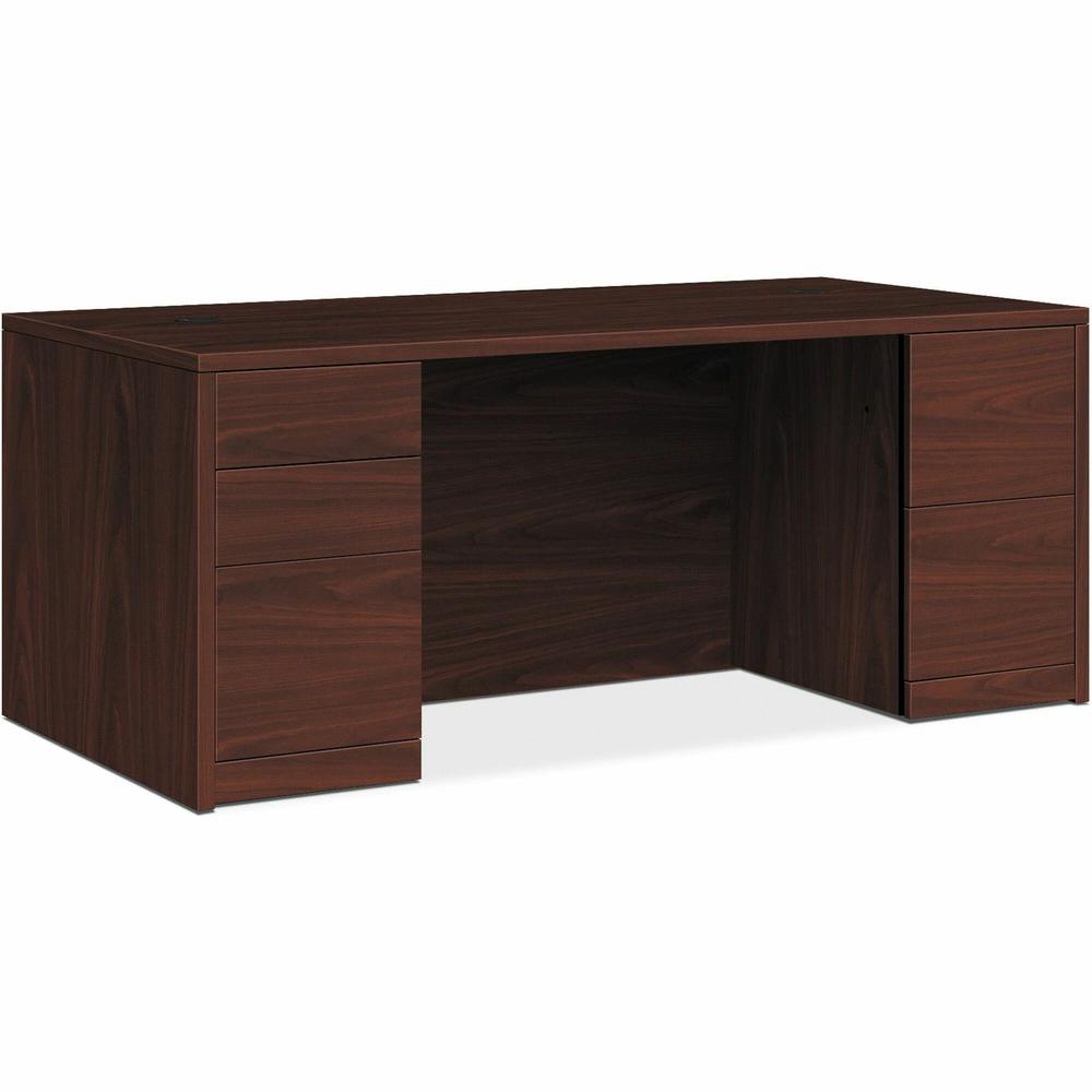 HON 10500 Series Mahogany Laminate Office Desking - 66" x 30"29.5" - 5 x File, Box, Storage Drawer(s) - Double Pedestal. Picture 1