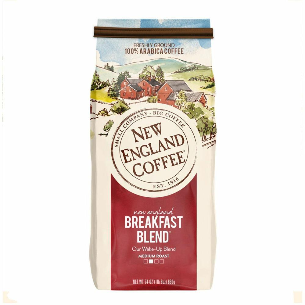 New England Coffee&reg; Ground Breakfast Blend Coffee - Medium - 24 oz - 4 / Carton. Picture 1