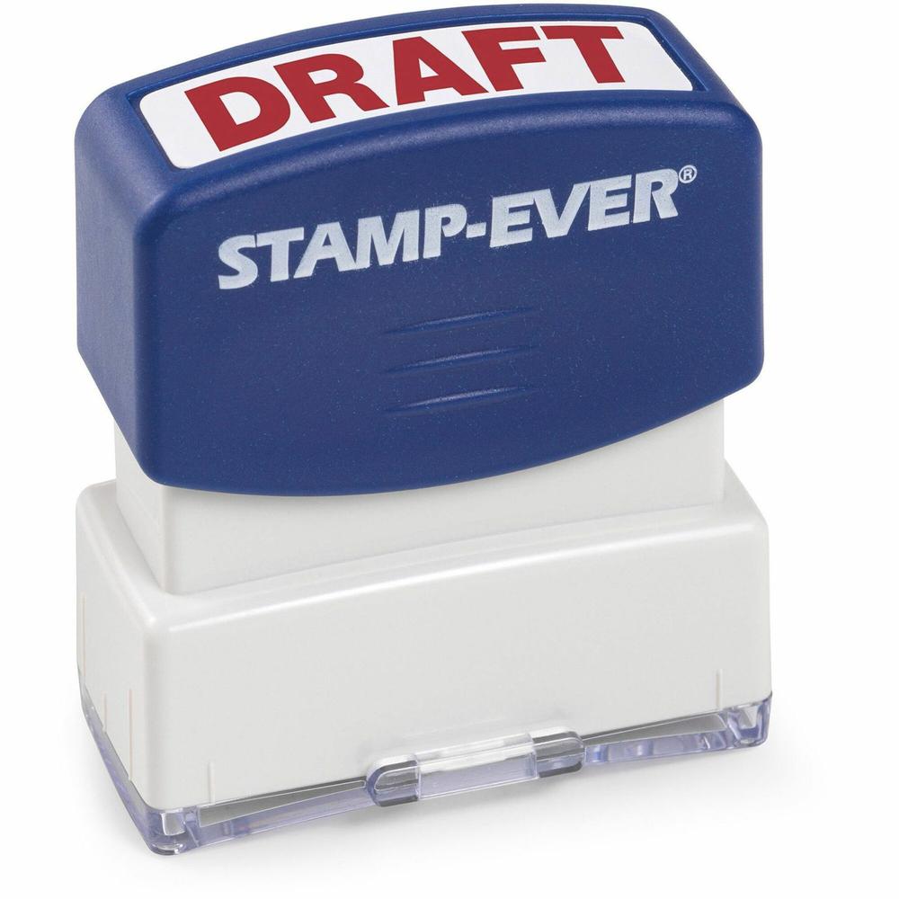 Trodat Stamp-Ever Pre-Inked DRAFT HERE Stamp - "DRAFT" - 0.55" Impression Width x 1.50" Impression Length - Red - 1 Each. Picture 1