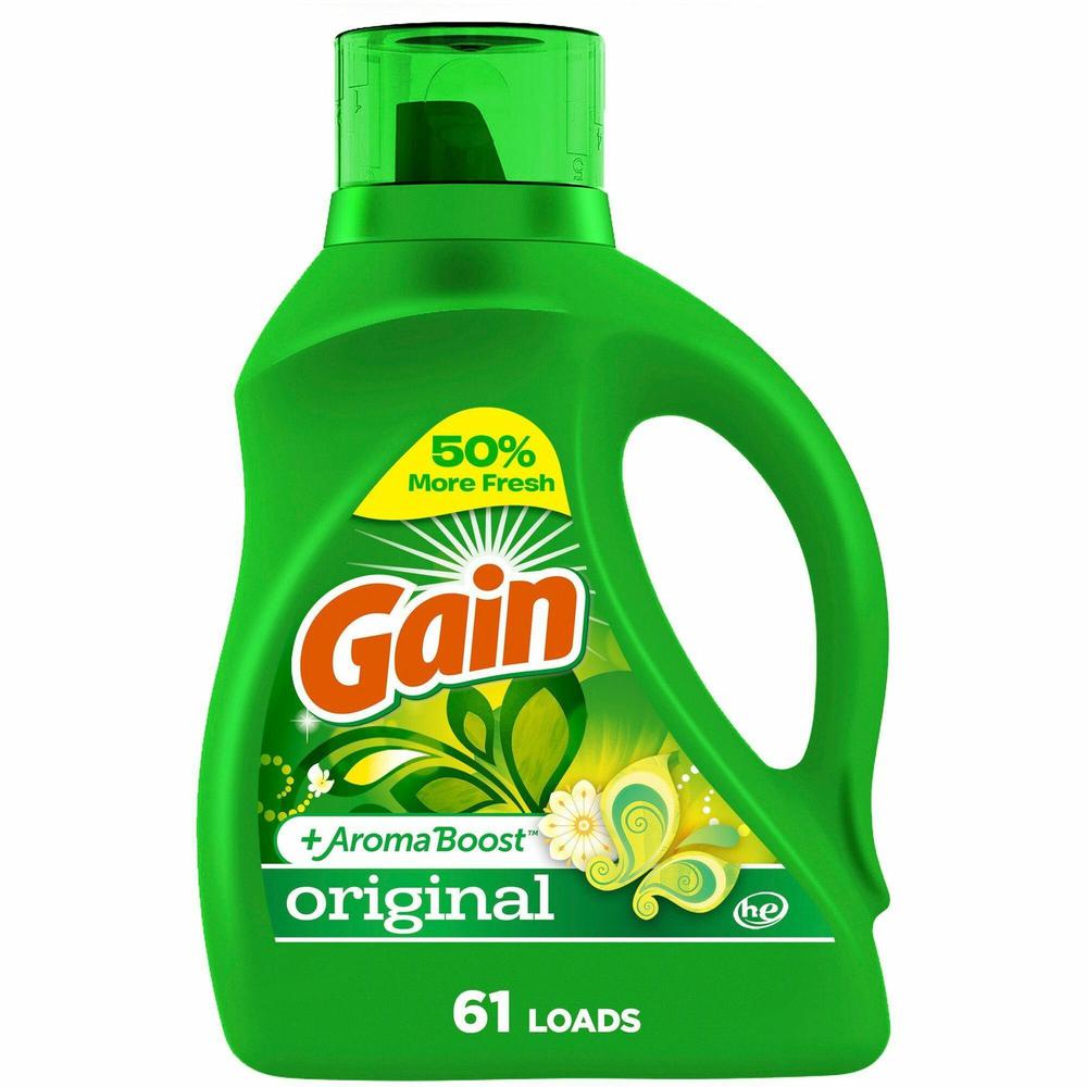 Gain Detergent with Aroma Boost - Concentrate - 88 fl oz (2.8 quart) - Aroma Scent - 1 Bottle - Green. Picture 1