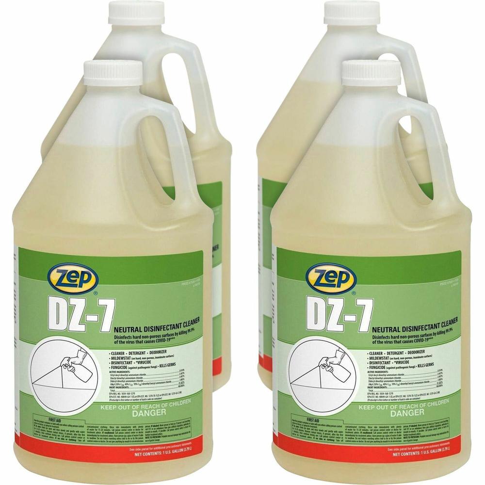 Zep Commercial DZ-7 Neutral Disinfectant Cleaner - 128 fl oz (4 quart) - Neutral Scent - 4 / Carton - Virucidal, Bactericide, Fungicide, Mildewstatic, pH Neutral, Phosphate-free, Butyl-free, APE-free . Picture 1