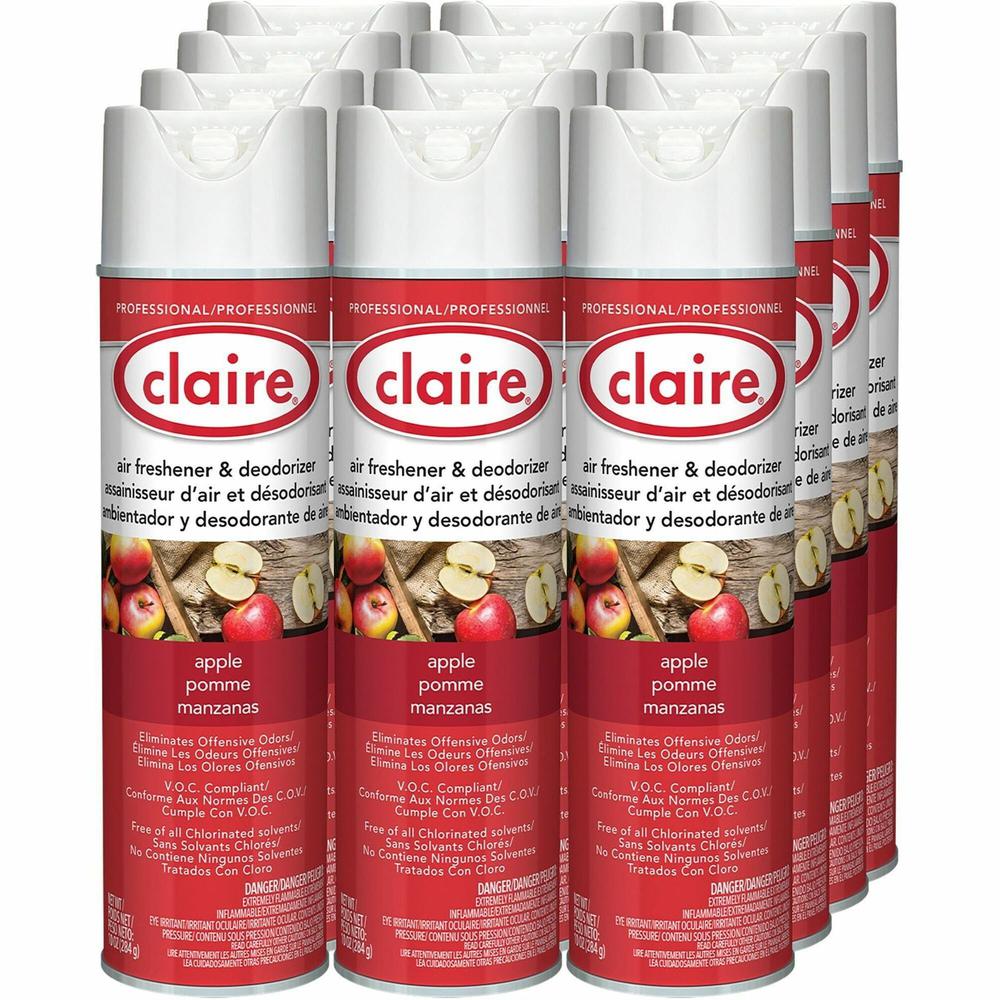 Claire Air Freshener/Deodorizer - Spray - 20 fl oz (0.6 quart) - Apple - 12 / Carton - Odor Neutralizer, Ozone-safe, Residue-free, Non-staining. Picture 1