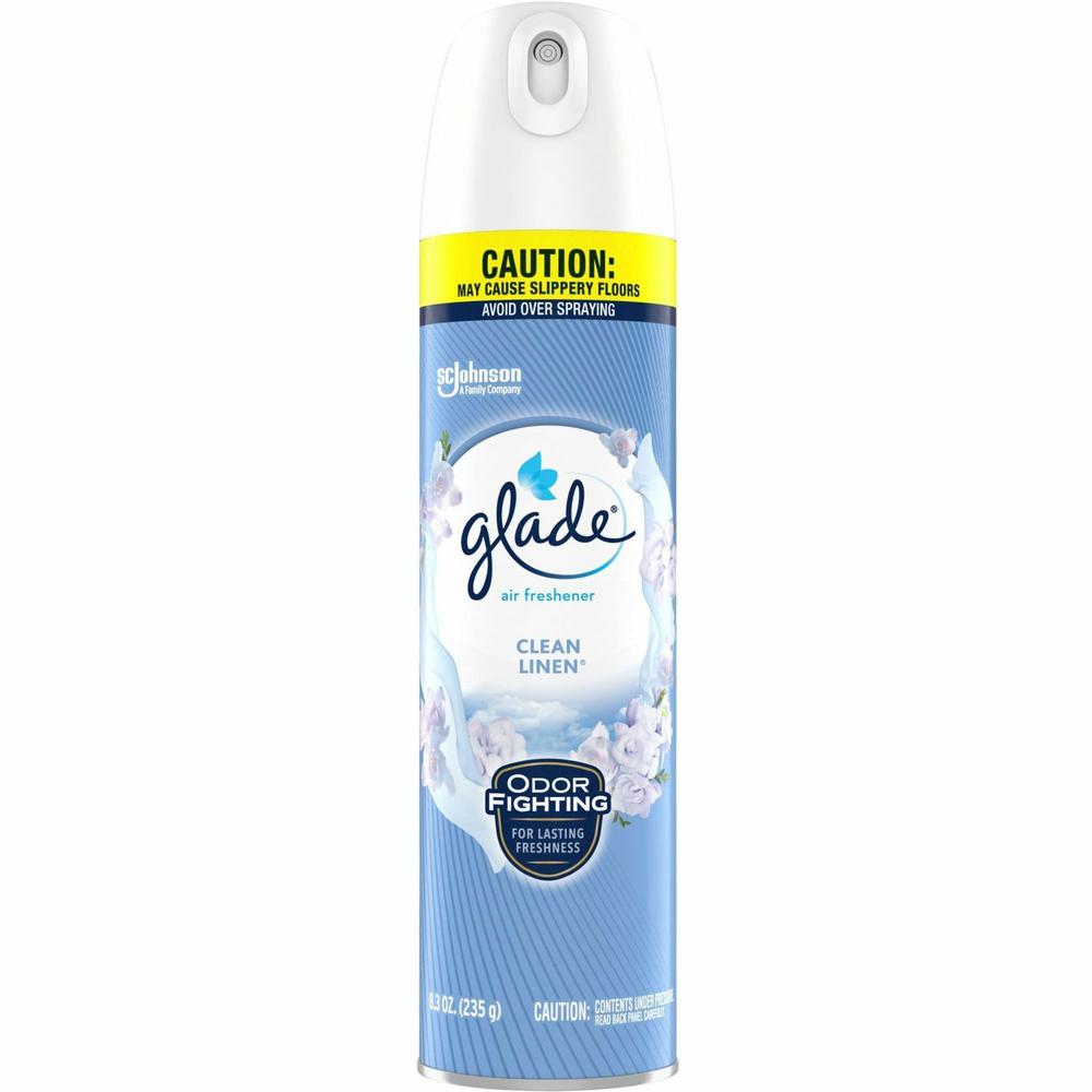Glade Clean Linen Air Freshener Spray - Aerosol - 8.3 fl oz (0.3 quart) - Clean Linen - 6 / Carton - CFC-free, Ozone-safe. Picture 1