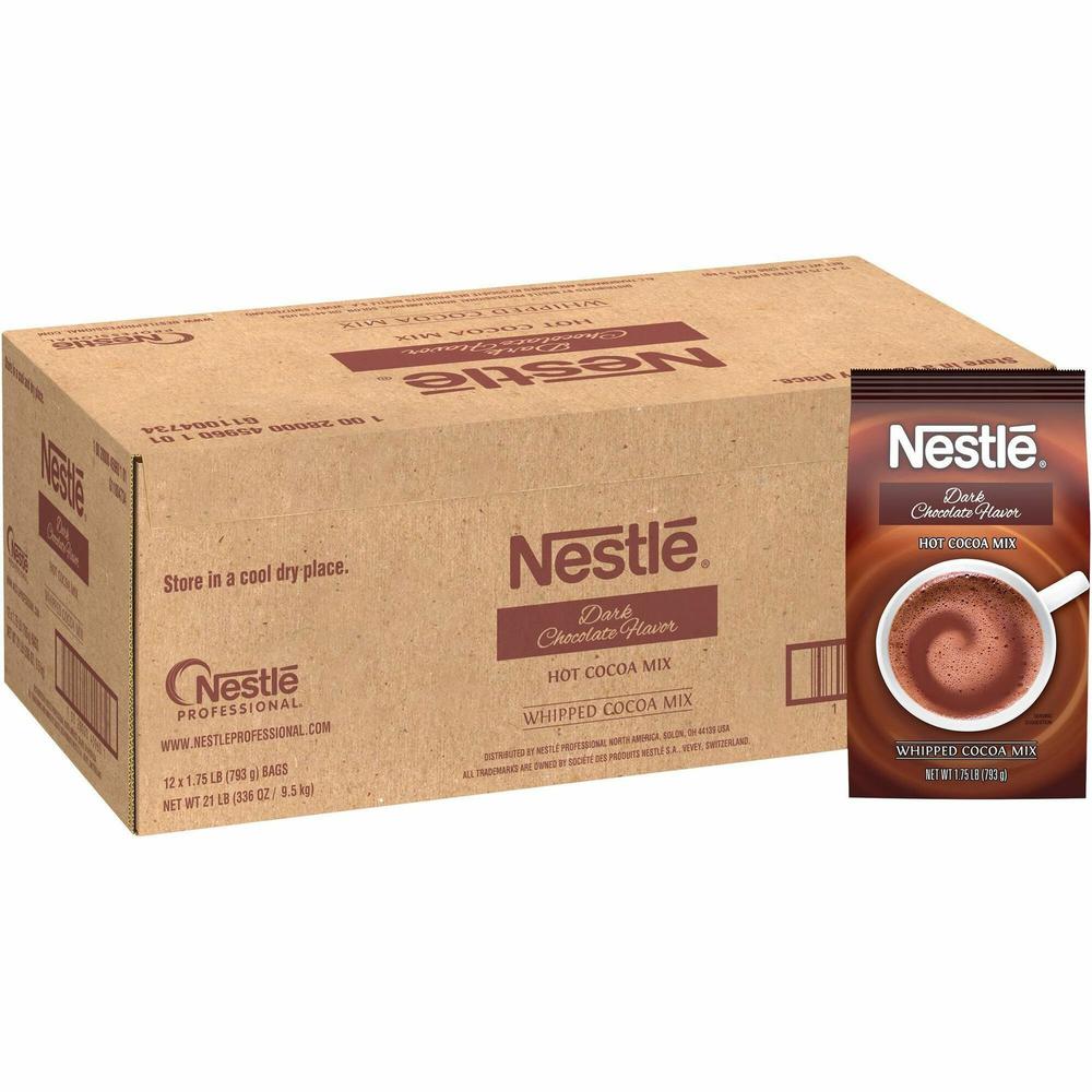 Nestle Dark Chocolate Hot Cocoa Mix - 1.75 lb - 12 / Carton. Picture 1