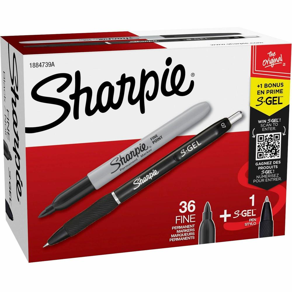 Sharpie Permanent Marker - Fine, Bold Marker Point - 0.7 mm Marker Point Size - Bullet Marker Point Style - Black - Black Barrel - 36 / Box. Picture 1