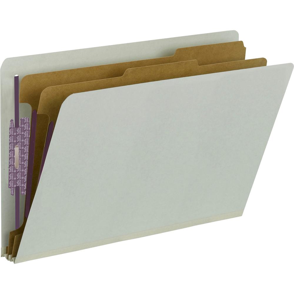 Smead Legal Recycled Classification Folder - 8 1/2" x 14" - 2" Expansion - 2 x 2S Fastener(s) - 2" Fastener Capacity for Folder - End Tab Location - 2 Divider(s) - Pressboard - Gray, Green - 100% Recy. Picture 1