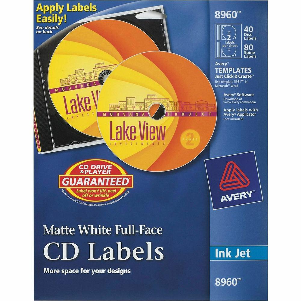 Avery&reg; Optical Disc Label - Inkjet - 40 / Pack. Picture 1