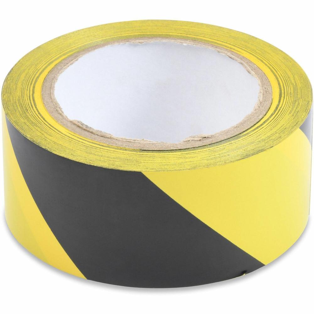 Tatco Hazard/Aisle Marking Tape - 36 yd Length x 2" Width - Adhesive Backing - For Marking - 1 / Roll - Yellow, Black. Picture 1