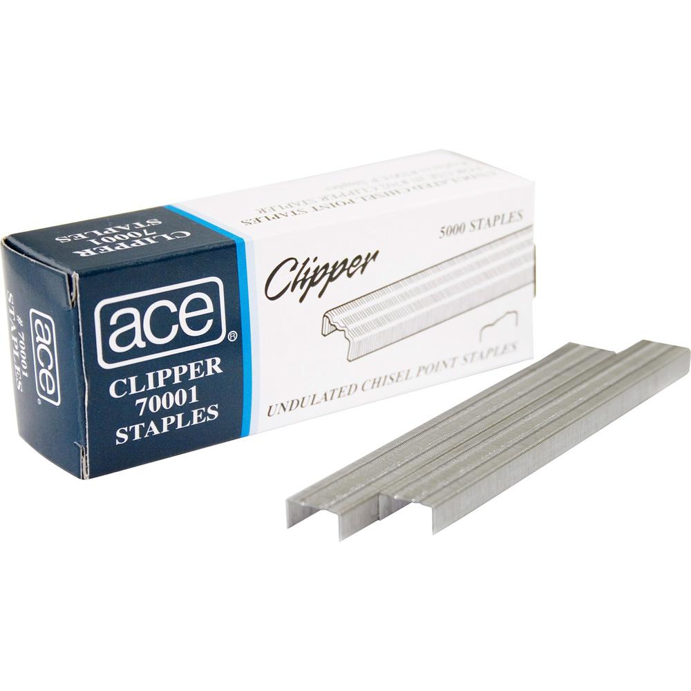Advantus Ace Undulated Clipper Staples - 210 Per Strip - Chisel Point5000 / Box. Picture 1