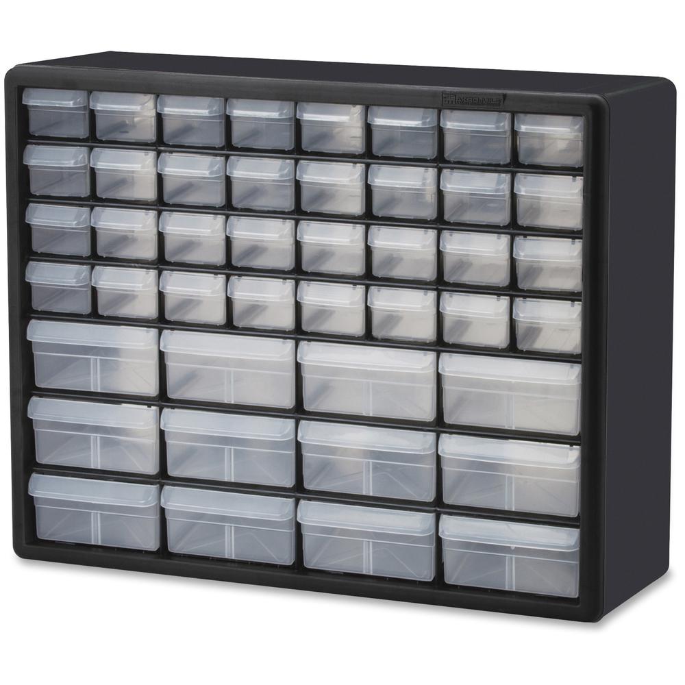 Akro-Mils 44-Drawer Plastic Storage Cabinet - 44 Compartment(s) - 15.8" Height6.4" Depth x 20" Length - Unbreakable, Stackable, Finger Grip - Black - Polystyrene - 1 Each. Picture 1
