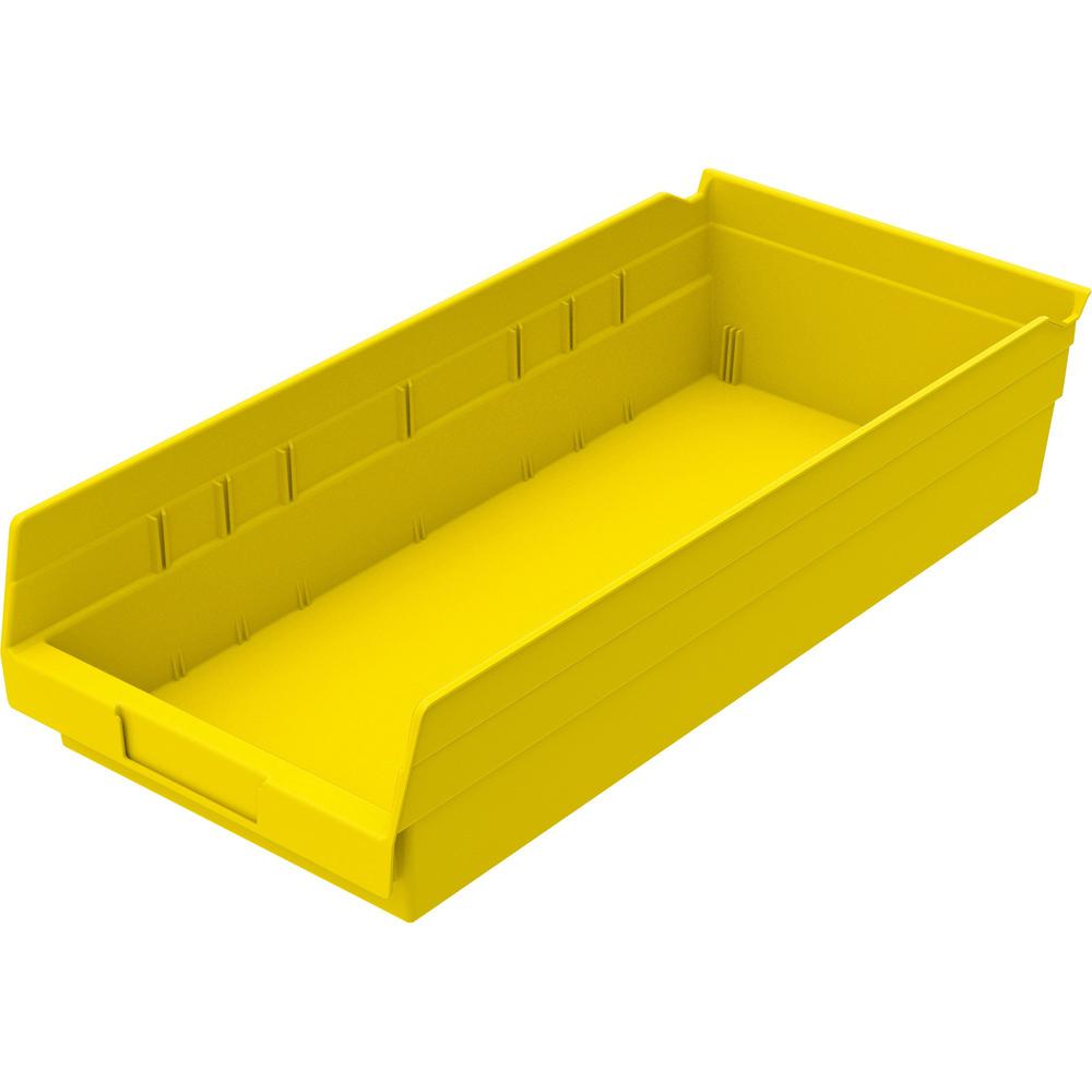 Akro-Mils Economical Storage Shelf Bins - 4" Height x 8.4" Width x 17.9" Depth - Water Proof, Label Holder, Corrugated, Durable, Grease Resistant, Oil Resistant - Yellow - Polymer - 1 Each. Picture 1