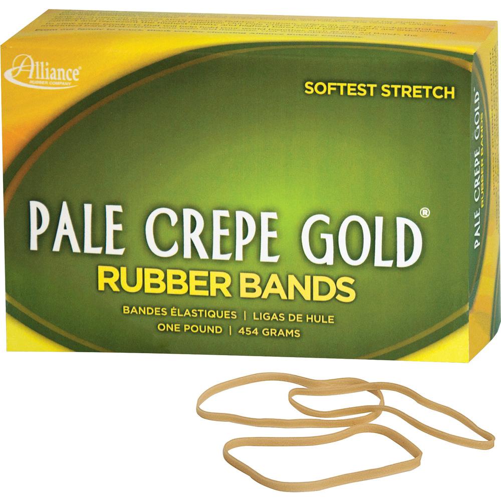 Alliance Rubber 20335 Pale Crepe Gold Rubber Bands - Size #33 - Approx. 970 Bands - 3 1/2" x 1/8" - Golden Crepe - 1 lb Box. Picture 1
