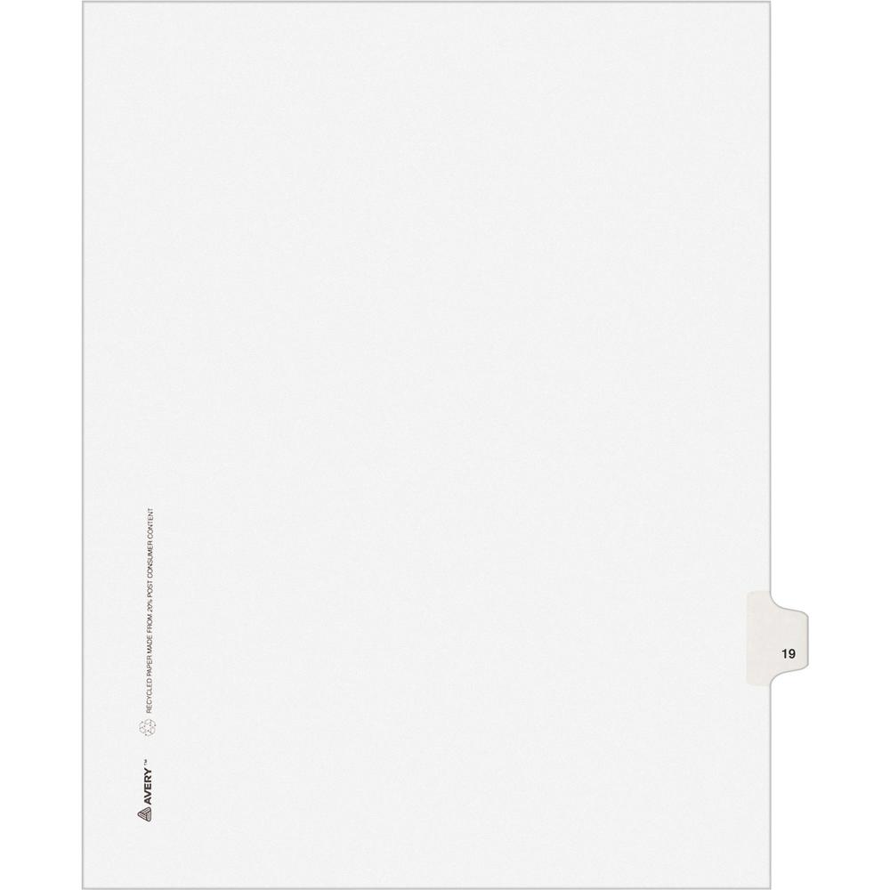 Avery&reg; Individual Legal Exhibit Dividers - Avery Style - 1 Printed Tab(s) - Digit - 19 - 1 Tab(s)/Set - 8.5" Divider Width x 11" Divider Length - Letter - White Paper Divider - Paper Tab(s) - 25 /. The main picture.