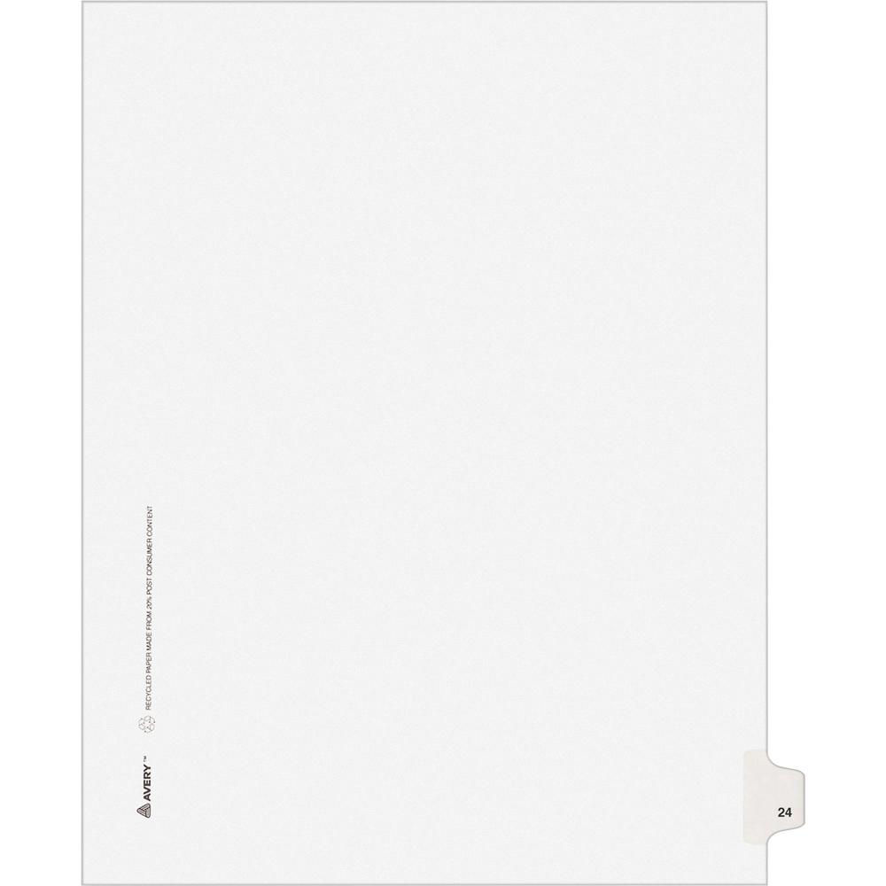 Avery&reg; Individual Legal Exhibit Dividers - Avery Style - 1 Printed Tab(s) - Digit - 24 - 1 Tab(s)/Set - 8.5" Divider Width x 11" Divider Length - Letter - White Paper Divider - Paper Tab(s) - 25 /. Picture 1