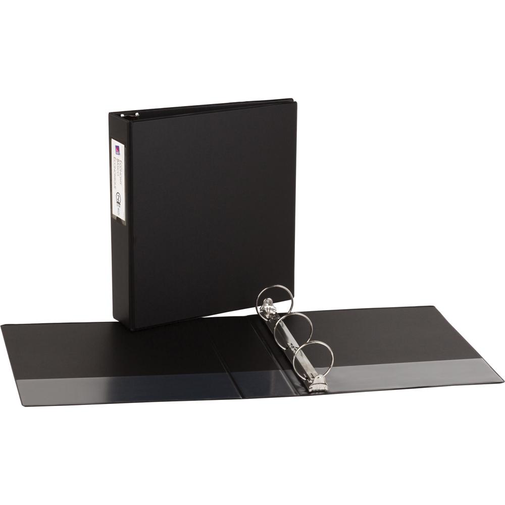 Avery&reg; Economy Binder - 2" Binder Capacity - Letter - 8 1/2" x 11" Sheet Size - 375 Sheet Capacity - 3 x Round Ring Fastener(s) - 2 Internal Pocket(s) - Vinyl - Black - 1.05 lb - Recycled - Label . The main picture.
