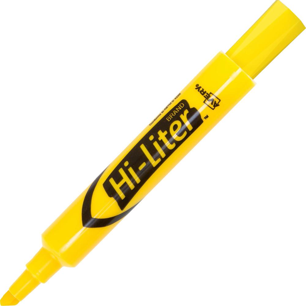 Avery&reg; Desk Style Highlighters - Chisel Marker Point Style - Yellow - Yellow Barrel - 12 / Dozen. Picture 1