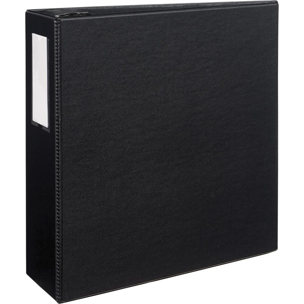 Avery&reg; DuraHinge Durable Binder with Label Holder - 4" Binder Capacity - Letter - 8 1/2" x 11" Sheet Size - 780 Sheet Capacity - 3 x D-Ring Fastener(s) - 4 Internal Pocket(s) - Poly - Black - Recy. The main picture.