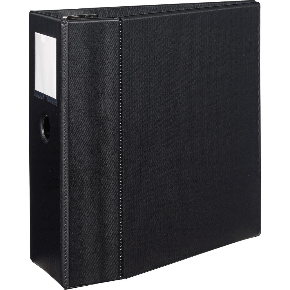 Avery&reg; DuraHinge Durable Binder with Label Holder - 5" Binder Capacity - Letter - 8 1/2" x 11" Sheet Size - 1050 Sheet Capacity - 3 x D-Ring Fastener(s) - 4 Internal Pocket(s) - Poly - Black - Rec. The main picture.