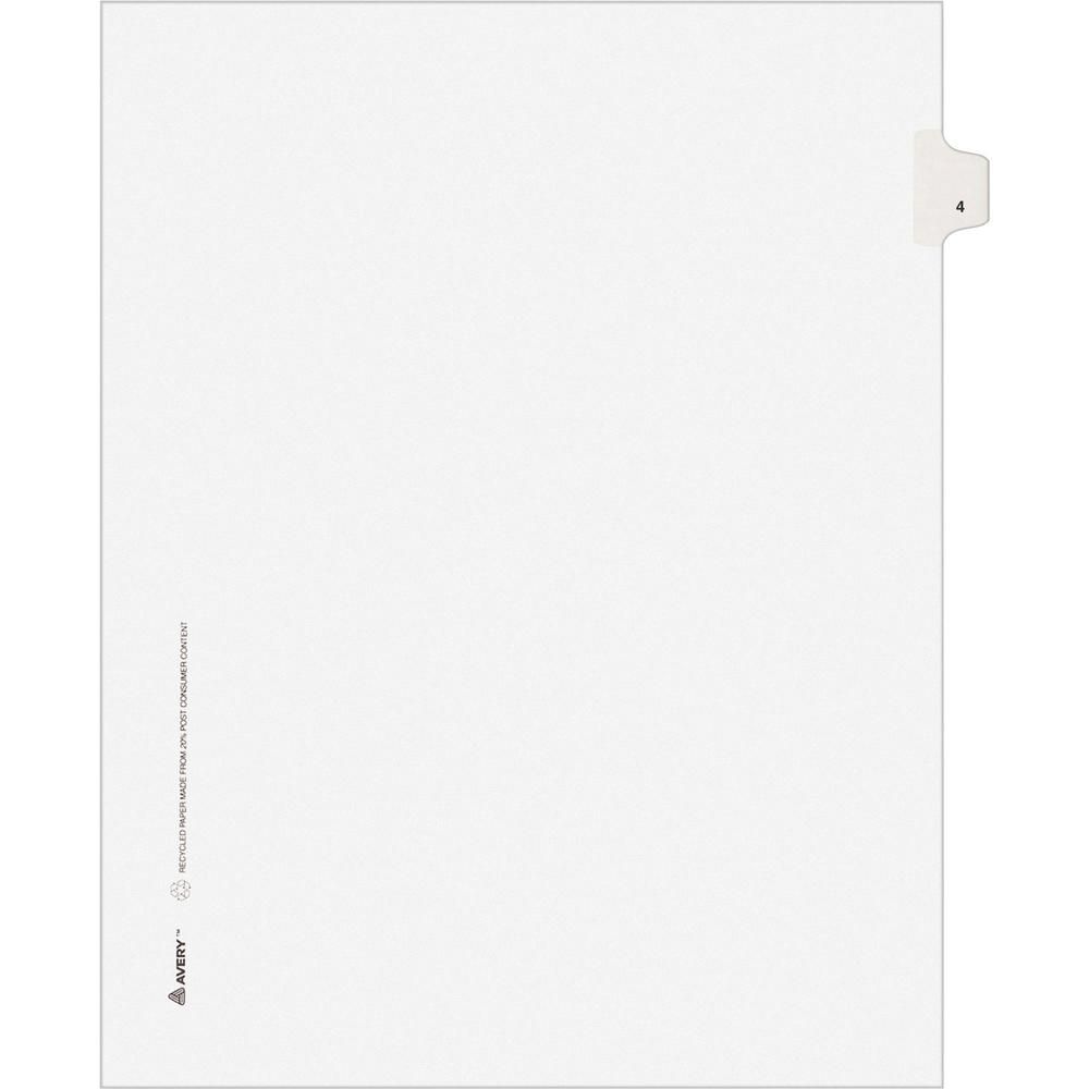 Avery&reg; Individual Legal Exhibit Dividers - Avery Style - Unpunched - 25 x Divider(s) - 25 Printed Tab(s) - Digit - 4 - 1 Tab(s)/Set - 8.5" Divider Width x 11" Divider Length - Letter - White Paper. The main picture.