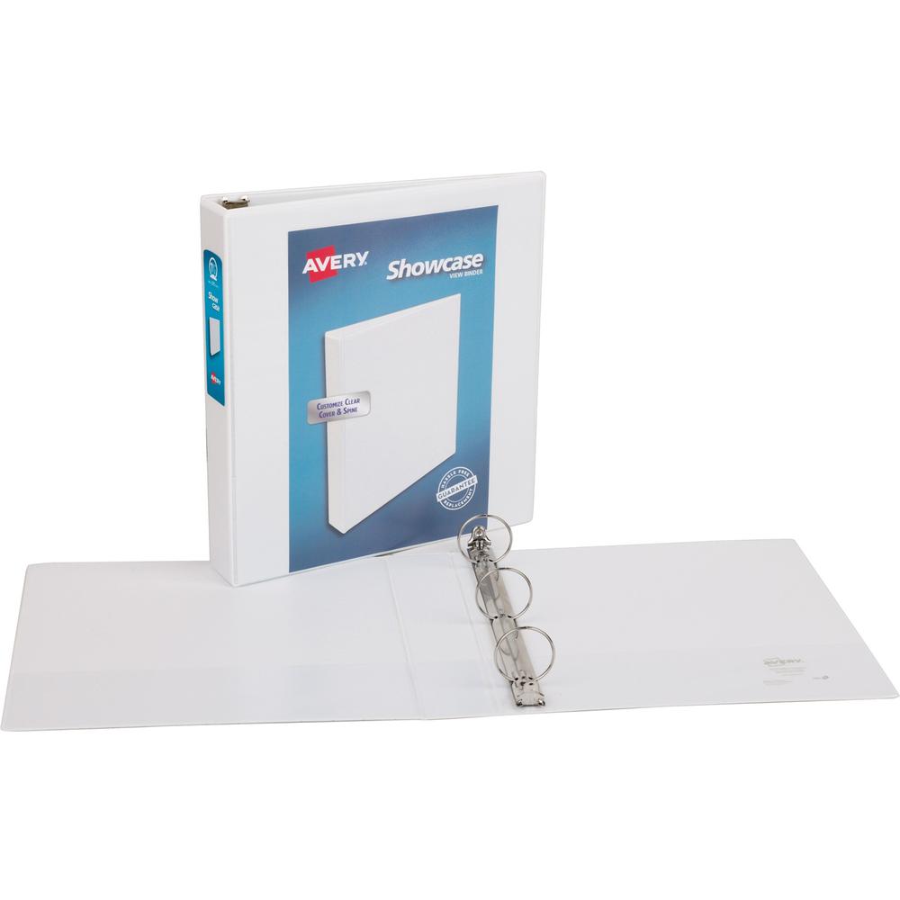 Avery&reg; Showcase Economy View Binder - 1 1/2" Binder Capacity - Letter - 8 1/2" x 11" Sheet Size - 275 Sheet Capacity - 3 x Round Ring Fastener(s) - 2 Inside Front & Back Pocket(s) - White - Clear . Picture 1