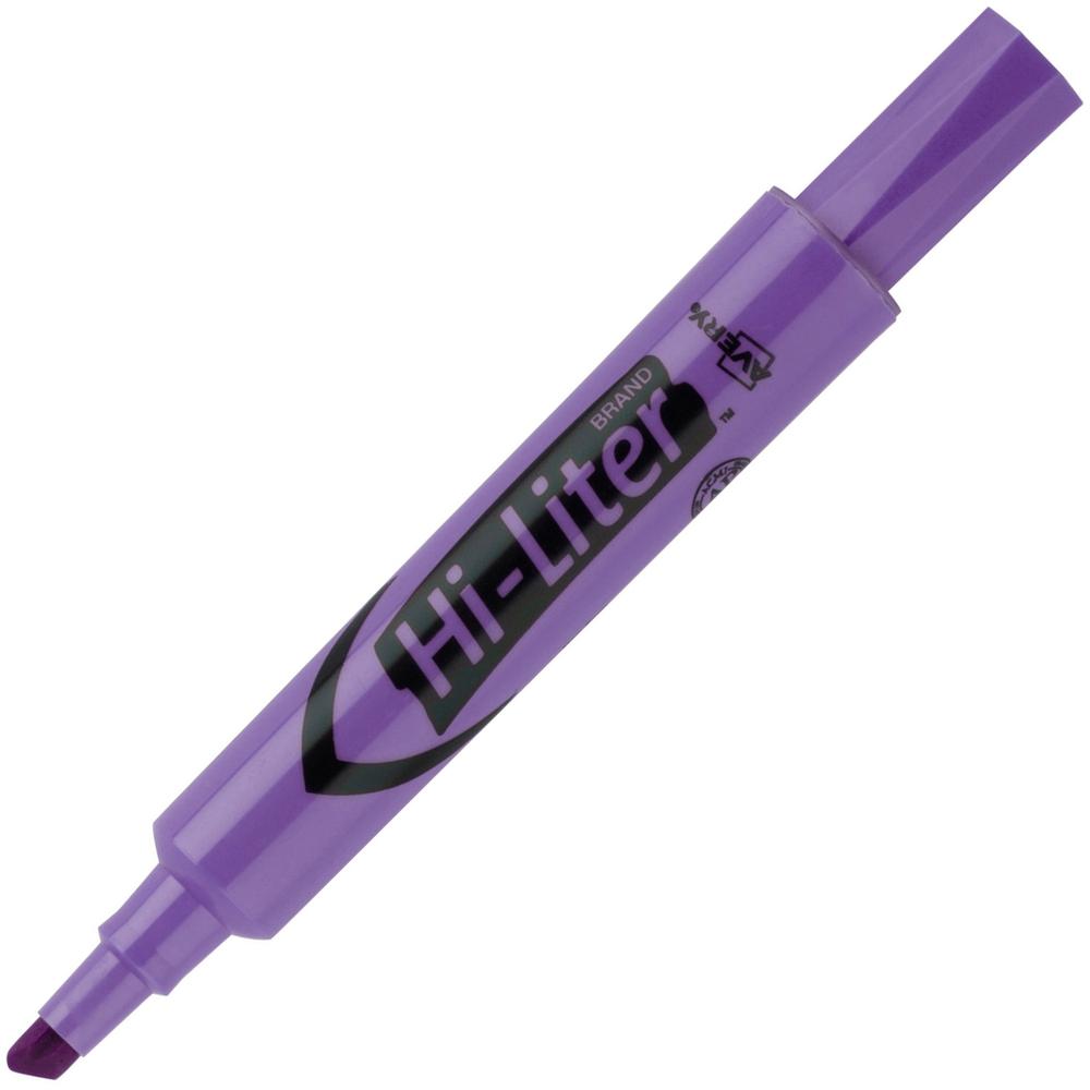 Avery&reg; Desk Style Highlighters - Chisel Marker Point Style - Fluorescent Purple - Purple Barrel. Picture 1