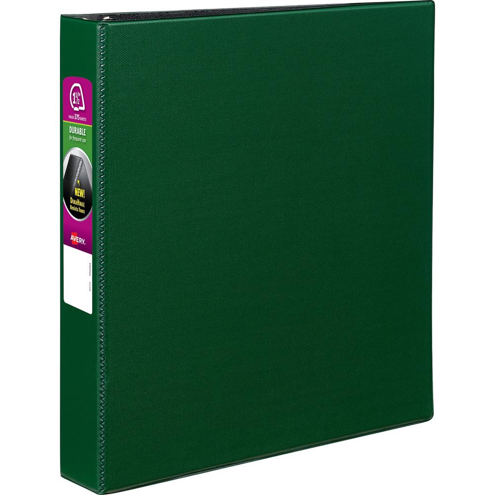 Avery&reg; Durable Binder - DuraHinge - 1 1/2" Binder Capacity - Letter - 8 1/2" x 11" Sheet Size - 375 Sheet Capacity - 3 x Slant D-Ring Fastener(s) - 2 Internal Pocket(s) - Green - Recycled - Gap-fr. Picture 1