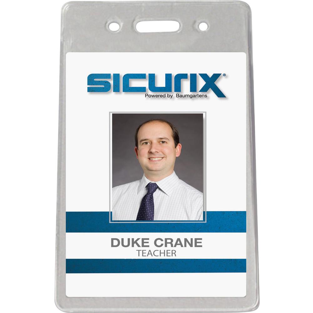SICURIX Proximity Badge Holder - Support 2.37" x 3.50" Media - Vertical - Vinyl - 50 / Pack - Clear. Picture 1