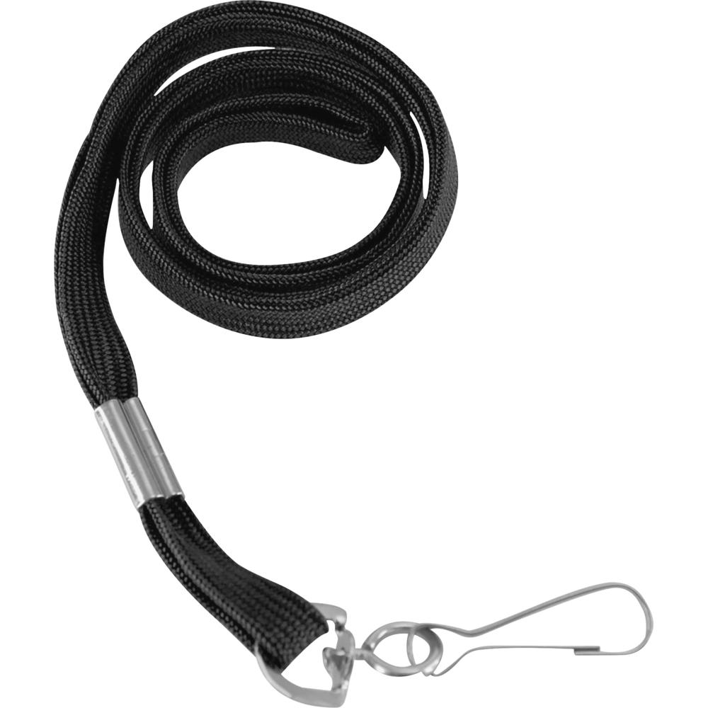 SICURIX Shoelace-style Flat Hook Lanyard - 100 / Box - 36" Length - Black. Picture 1