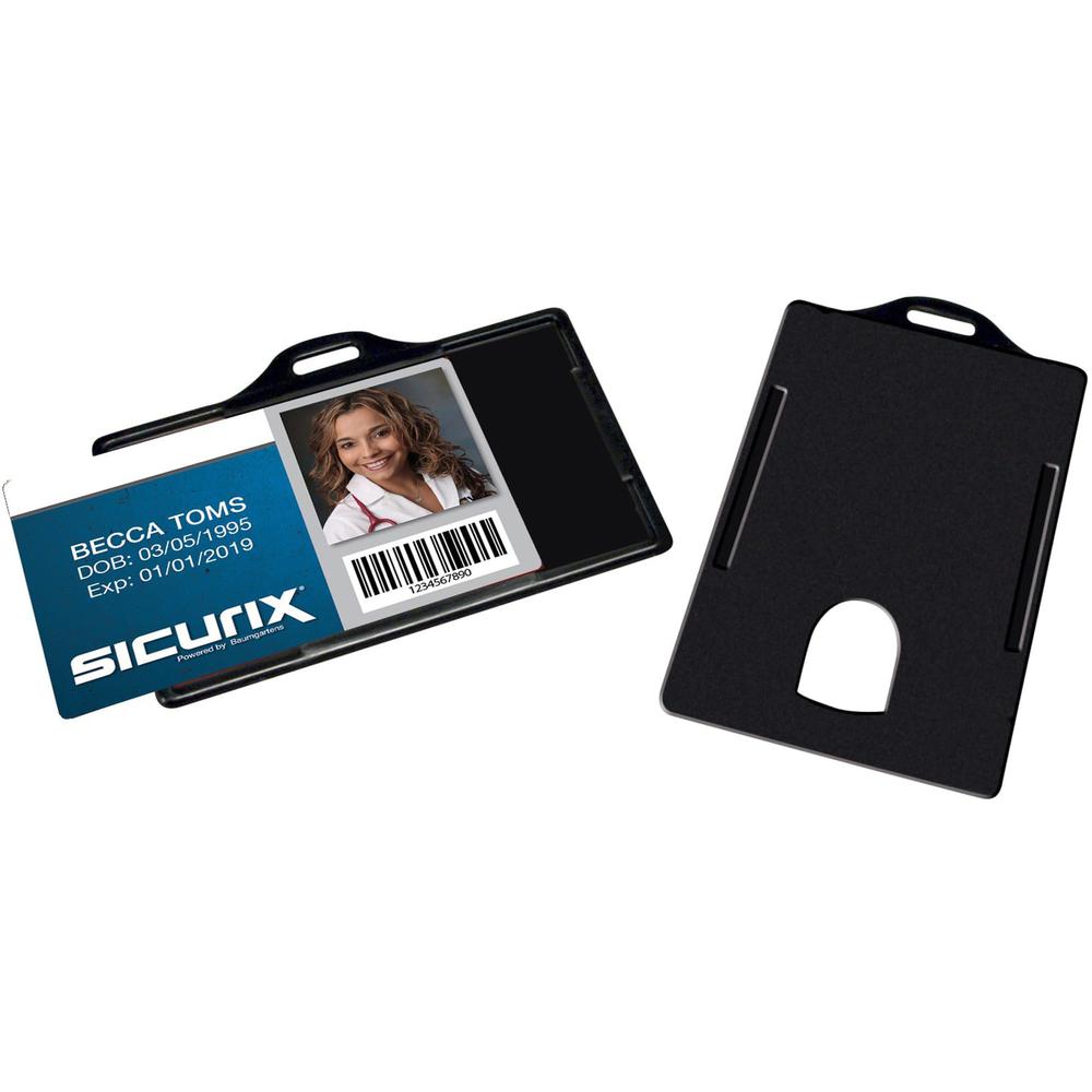 SICURIX Horizontal Black Frame ID Card Holder - Plastic - 25 / Pack - Black. Picture 1