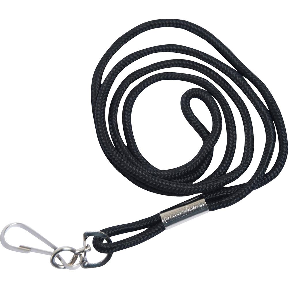 SICURIX Standard Rope Lanyard - 12 / Pack - 36" Length - Black - Nylon. Picture 1