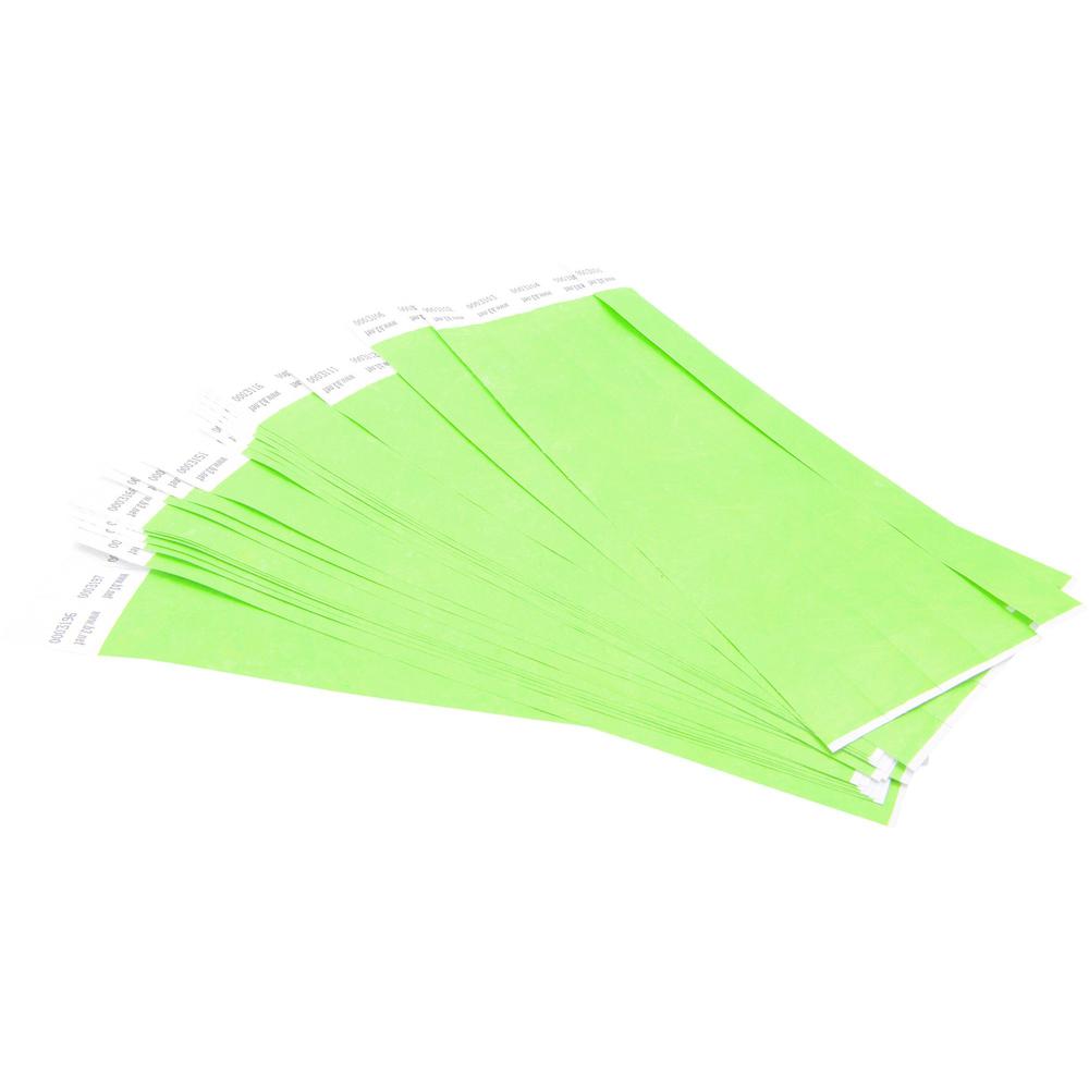 SICURIX Standard Dupont Tyvek Security Wristband - 100 / Pack - 0.8" Height x 10" Width Length - Neon Green - Tyvek. The main picture.