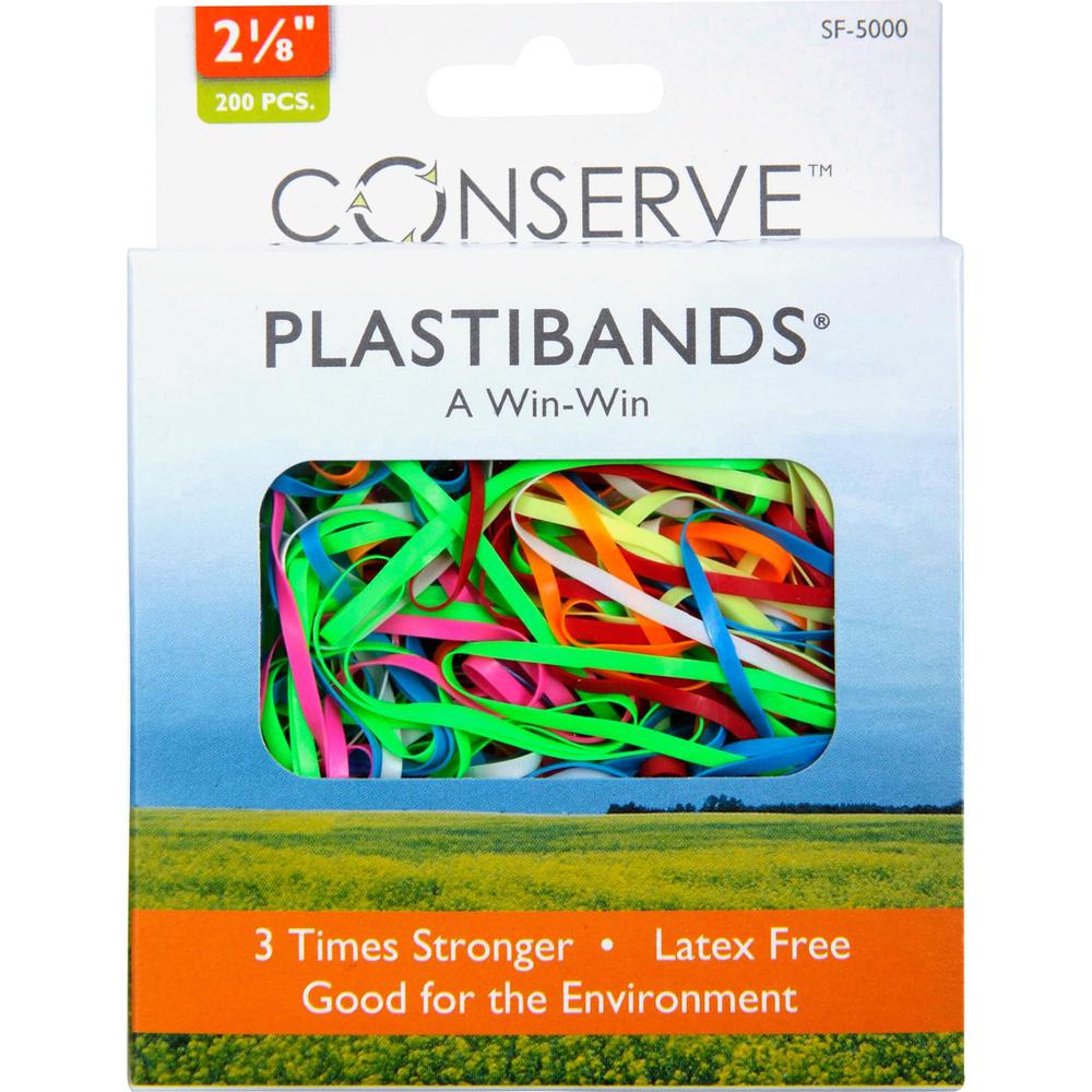 Conserve Plastibands - 2.1" Length - Latex-free - 200 / Box - Polyurethane - Assorted. Picture 1
