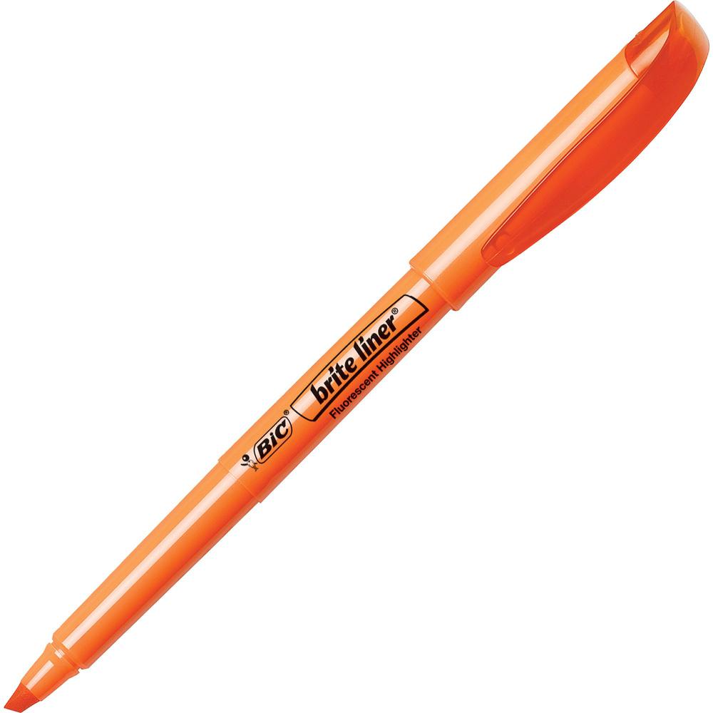BIC Brite Liner Highlighters - Chisel Marker Point Style - Orange Water Based Ink - 1 Dozen. The main picture.