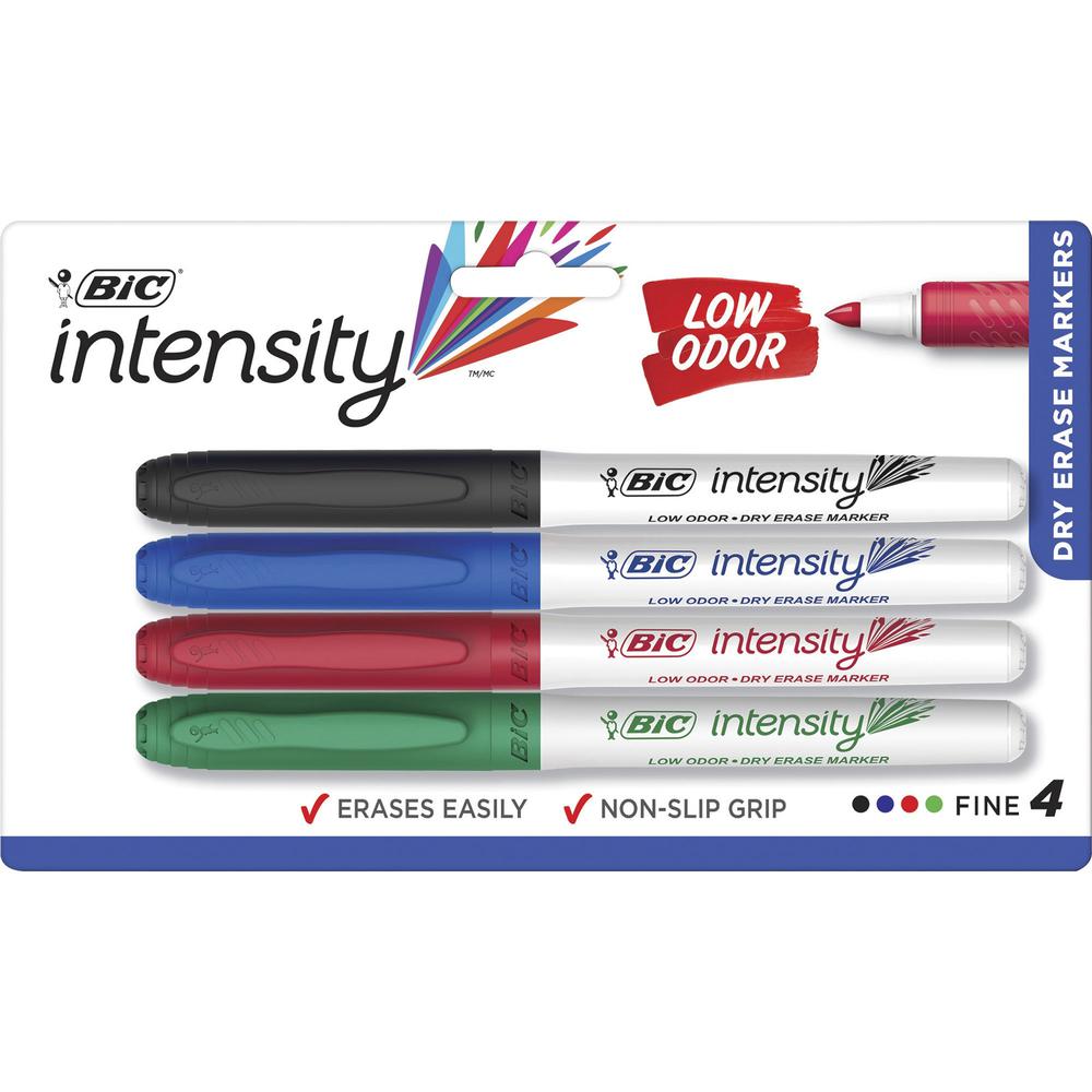 BIC Intensity Fine Point Whiteboard Marker - Fine Marker Point - Blue, Black, Red, Green - 4 / Pack. The main picture.