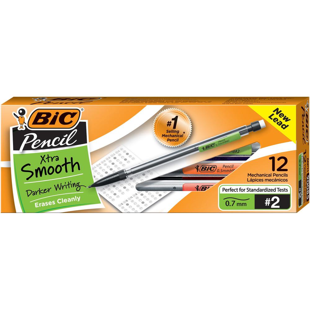 BIC Refillable Mechanical Pencils - 0.7 mm Lead Diameter - Refillable - Clear Barrel - 1 Dozen. Picture 1