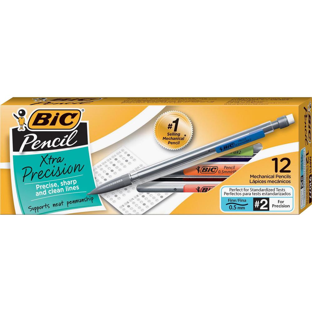 BIC Refillable Mechanical Pencils - 0.5 mm Lead Diameter - Refillable - Clear Barrel - 1 Dozen. Picture 1