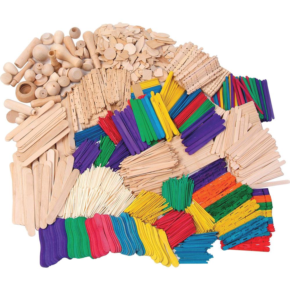 Creativity Street Wood Crafts Activities - Building Shapes - 2100 Piece(s) - 1 / Kit - Natural - Wood. Picture 1