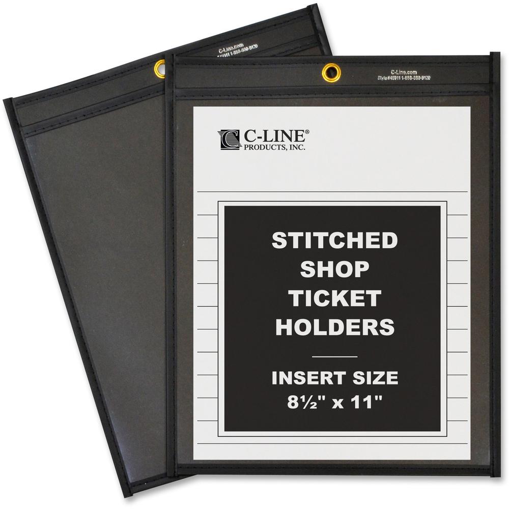 C-Line Shop Ticket Holders, Stitched - One Side Clear, 8-1/2 x 11, 25/BX, 45911. Picture 1