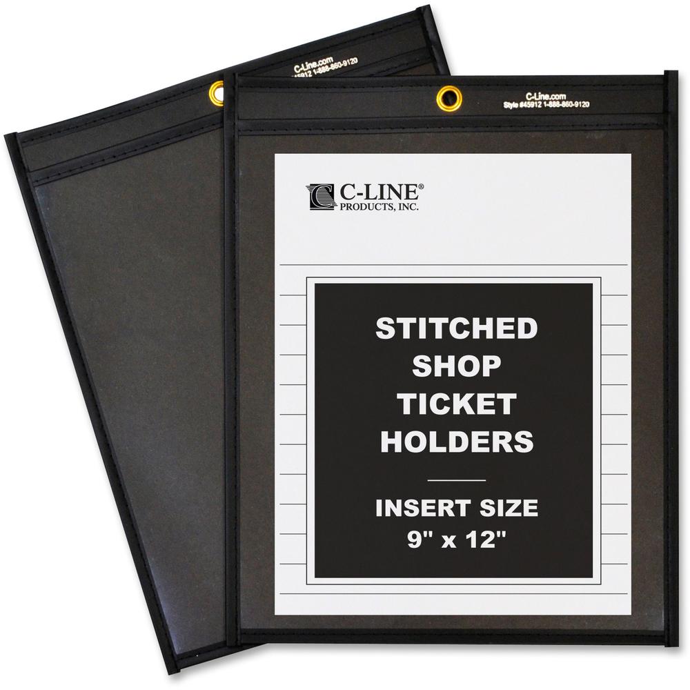 C-Line Shop Ticket Holders, Stitched - One Side Clear, 9 x 12, 25/BX, 45912. Picture 1