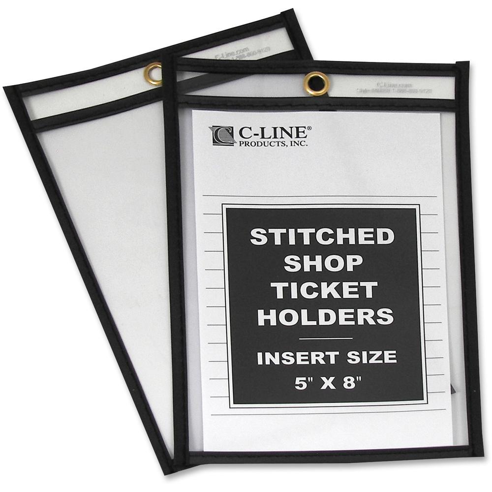 C-Line Shop Ticket Holders, Stitched - Both Sides Clear, 5 x 8, 25/BX, 46058. The main picture.