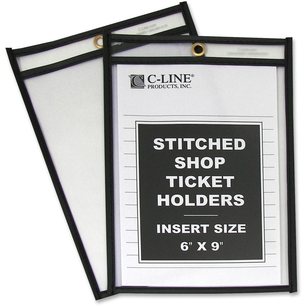 C-Line Shop Ticket Holders, Stitched - Both Sides Clear, 6 x 9, 25/BX, 46069. Picture 1