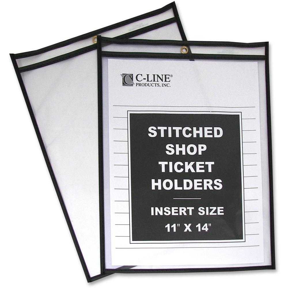 C-Line Shop Ticket Holders, Stitched - Both Sides Clear, 11 x 14, 25/BX, 46114. Picture 1