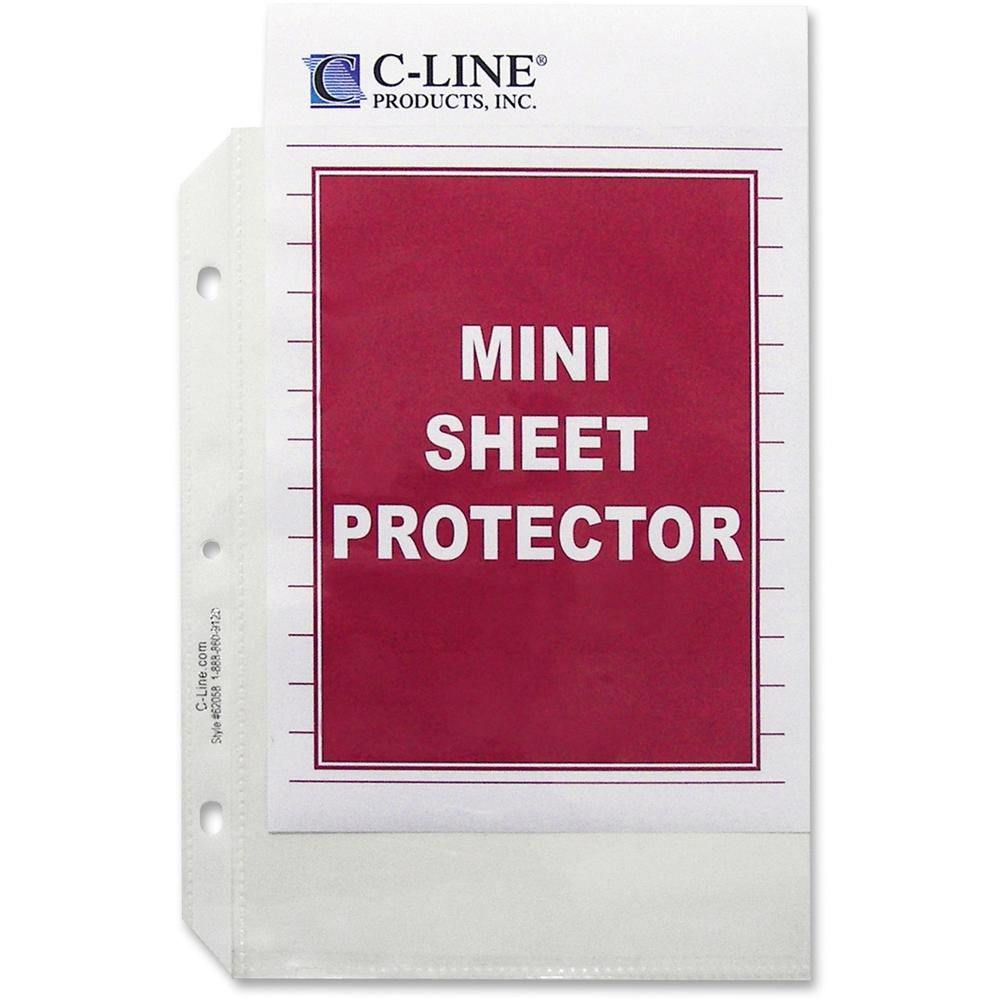C-Line Heavyweight Poly Sheet Protectors - Mini Size, Clear, Top Loading, 8-1/2 x 5-1/2, 50/BX, 62058. Picture 1